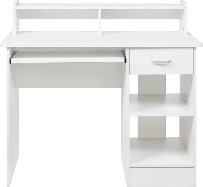 Best Choice Products Commercial Home Computer Laptop Work Station Desk Table w/Removable Shelf Divider Open Back for Home College Office - White