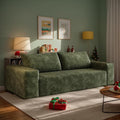71 W Corduroy Boneless Couch 3-Seater Compression Sofa with Deep Seat No Assembly Required Comfy Loveseat Sofa with 2 Pillows Sofa Couches for Living Room/Apartment (Green 71 inch) | Breathable