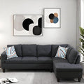 L Shaped Couch Modular Sectional Sofa with Chaise Modern Modular Sofas Furniture Sofa Couches for Living Room/Apartment/Office/Bedroom Black Grey