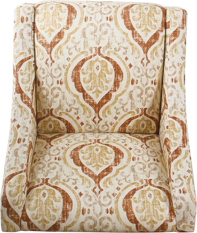 Homepop Home Decor | Upholstered Classic Swoop Arm Accent Chair | Accent Chairs for Living Room &amp Bedroom | Decorative Home FurnitureOrange and Cream Medallion