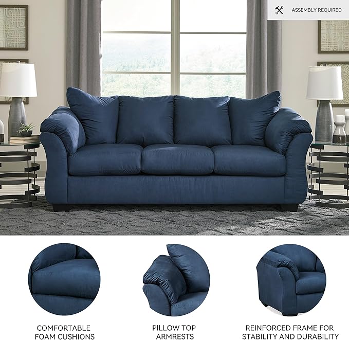 Signature Design by Ashley Darcy Casual Plush Sofa Dark Blue
