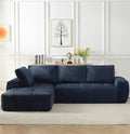 112 Boneless Cloud Modular Sectional Couch for Living Room Left Chaise L Shaped Sofa with Chaise | Faux Fur Fabric | Compressed Foam Sofa for Living Room | No Assembly (Dark Blue-Faux Fur Fabric)
