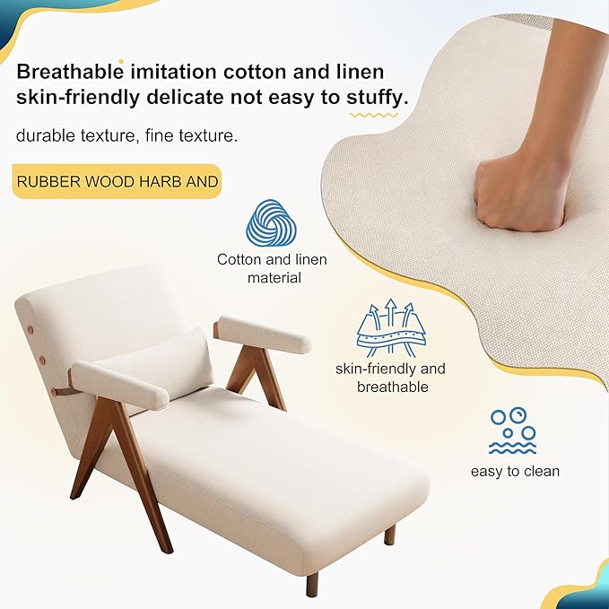 AQIMUELE Convertible Sleeper Chair 3-in-1 Single Sofa Bed for AdultsPull Out Lounge Sleeper ChairsFoldable with Adjustable Backrest (D31.8 x W24 x H31.8 inch(Beige))