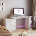 Merax Modern Home Office DeskExpandable Table with Storage Drawers Open ShelfComputer Desk with Hutch BookshelfWood Executive Desk