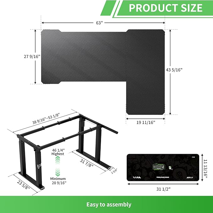 X-Win 63 Inches L-Shaped Electric Standing Desk Dual Motor Height Adjustable Stand Up Corner Desk Sit to Stand Workstation Carbon Fiber Top