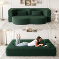 78 Teddy Folding Floor Sofa Couch BedConvertible Folding Sofa Bed Full Size Love Seat Sleeper Bed with 2 Pillows for Living Room Apartment Office (Green)