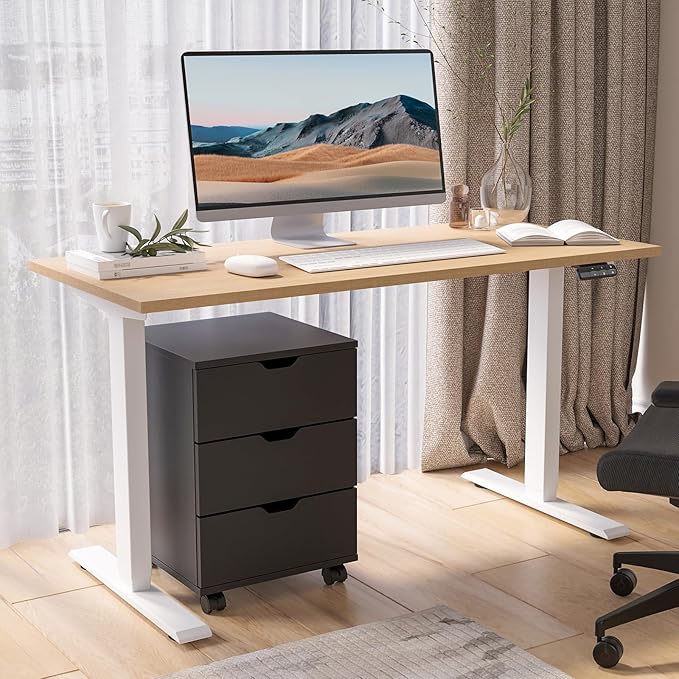 3 Drawer Mobile File Cabinet with Casters Under Desk Vertical Filing Cabinet for Home Office Organizer Letters/Legal/A4 (Black)