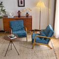 VINGLI Chenille Mid-Century Modern Accent Chair Set of 2 Cute Reading Arm Chair with Cushion &amp Lumbar Pillow &amp Solid Wood Frame for Lounge Living Room Reading Room Bedroom Blue