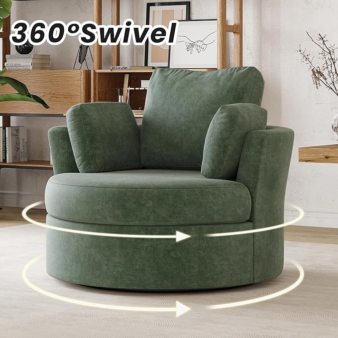 STARY Upholstered Swivel Barrel Sofa Modern Accent Chair with Cozy Cushioning Stylish Rotating Chair for Living Room Bedroom or Office