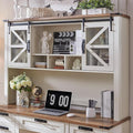 RedLemon 42 Farmhouse Desk Hutch with Sliding Barn Door and Ample Storage/Display Space Only Match Farmhouse Desk (Antique White)