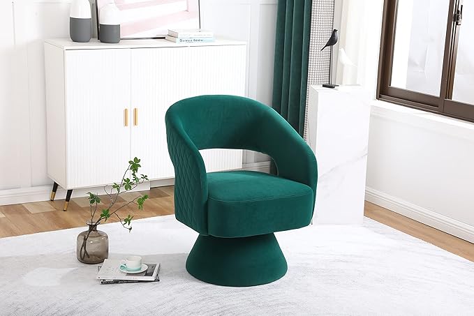 Swivel Accent Chair Armchair Round Barrel Chair in Fabric for Living Room Bedroom Green
