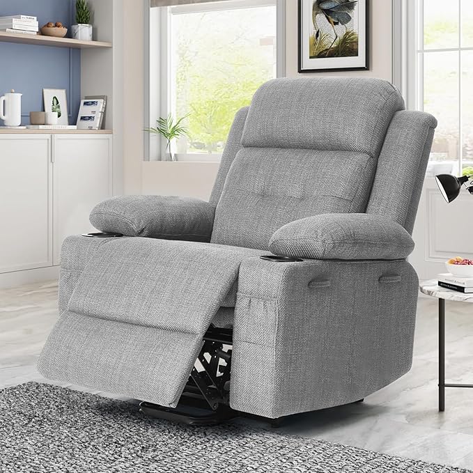 Polar Aurora Power Lift Chair for ElderlyElectric Recliner Chair with Heating and Vibrating MassageLiving Room Chair with Adjustable BackThickened armrestUSB Ports2 Cup HoldersGray