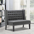 Andeworld Modern Loveseat Settee Bench Sofa Upholstered Banquette Couch for Dining Living Room Hallway or Entryway Seating Funiture with Wooden LegsSlate