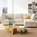 IDEALHOUSE 97 Modular Sectional Sofa L-Shaped Modular Couch with Storage 4-Seater Comfy Cloud Couch with Movable Ottoman Deep Seat Modern Sectional Couches for Living Room Bedroom Beige