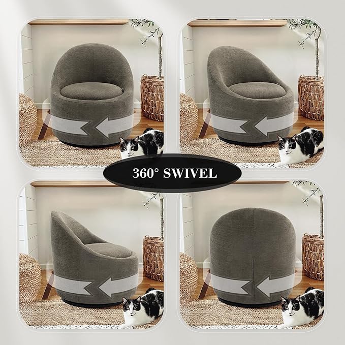 COLAMY Swivel Accent Chair Set of 2 360° Swivel Round Chair with Hidden Storage Modern Small Barrel Armchair for Living Room/Bedroom Green Textile Material