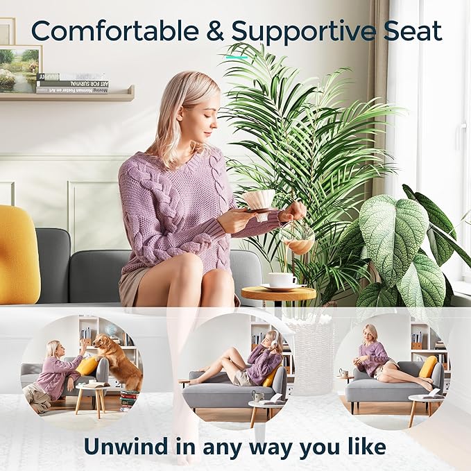 2 Seater Couch Small Love Seat Couches for Small Spaces Bedroom Living Room 57 Mini Sofa Apartment Size Couch Linen Retro Loveseat with Pillow and Removable Tray (Gray Left)