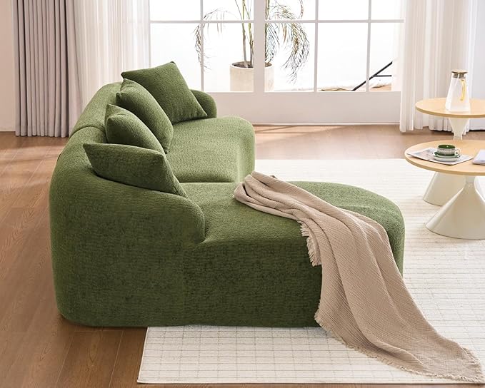 KEIKI L-Shaped Chenille Modular Sectional Couches with Chaise Lounge &amp 4 Pillows 3 Seater Oversized Upholstered Luxury Plush Cloud Sofa for Living Room Apartment Full Sponge Compression