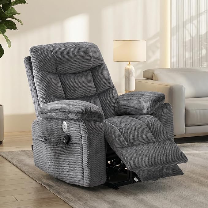 Oversized Power Lift Recliner Dual Motor Elderly Lift Chair with Independent Backrest &amp Footrest Adjustment Hidden Cupholder USB-A/USB-C Charging Ports Lounge Chair for Living Room
