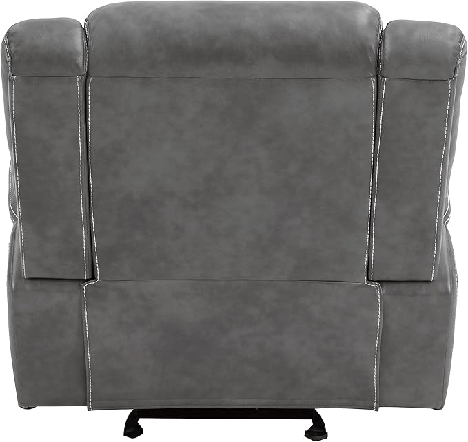 Coaster Home Furnishings - Conrad - Leatherette Upholstered Glider Recliner Chair with Overstuffed Arms Pocket Coil Seating and Ergonomic Lever - Living Room - 33-Inch - Gray - 650356