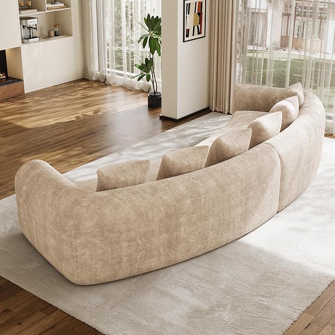 157 Oversized Curved Sectional Sofa for Living RoomChenille Curved Couch with Extra Deep &amp Wide Seat Modern Boucle Sectional Couches for Living Room with 6 Throw Pillows No Assembly Needed Bro