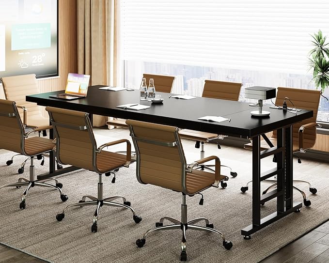 Coleshome 78 Inch Executive Desk with USB Ports Large Computer Desk with Extra Thick Long Mordern Office Desk Workstation Business Furniture for Home Office Black