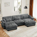 Aoowow Modern Velvet Cloud Sofas Deep Seat for Living Room130 Luxury Oversized U-Shaped Cloud Couch with OttomansTufted Extra Large 3 Seater Sleeper Sofa