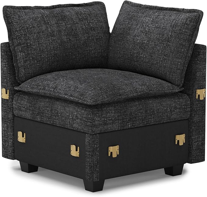 Belffin Corner Seat Module for Chenille Modular Sectional Sleeper Sofa Pullout Couch Dark Grey