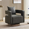 Chifee &amp Vingol 29.1 PU Leather Swivel Accent Chair Mid Century Retro Barrel Chair with Solid Wood BaseGrey