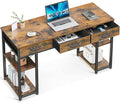 ODK Office Small Computer Desk: Home Table with Fabric Drawers &amp Storage Shelves Modern Writing Desk Vintage 48x16