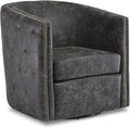 Signature Design by Ashley Brentlow Tufted Barrel Accent Swivel Chair Distressed Black