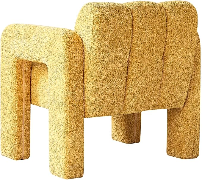 Comfortable Boucle Accent Chair Yellow 31.1 Inch Wide Modern Living Room Bedroom Seating