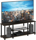 Furinno Turn-N-Tube No Tools 3D 3-Tier Entertainment TV Stand up to 50 inch TV Round Tubes Dark Brown / Black