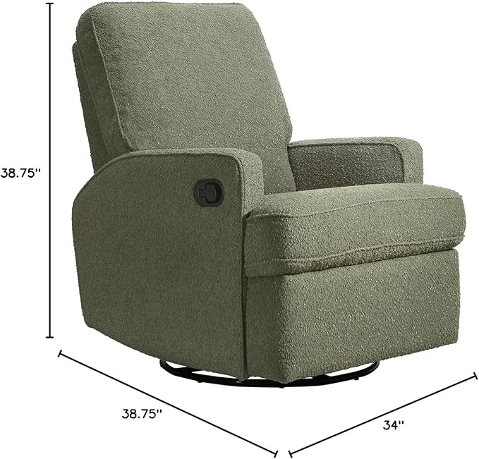 Second Story Home Tucker Swivel Recliner Ultra-Plush Cushioned Nursery Chair with 360° Swivel &amp Recline Modern &amp Stylish Accent Chair for Living Room or Nursery (Sage Boucle)