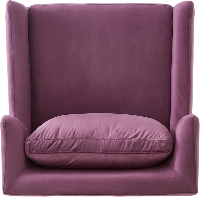 Christopher Knight Home Vincenzo Upholstered Club Chair Velvet Accent Chair Single Lounge Curved Armchair Comfort Seating Armchair Reading Single Sofa Sturdy Iron Legs for Living Room Purple