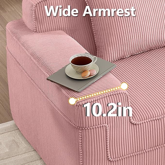 81.1 2-Seater Modular Loveseat SofaCorduroy Boneless Sectional CouchDeep Seat Comfy Cloud Couch Sofa for Living Room BedroomNo Assembly Required