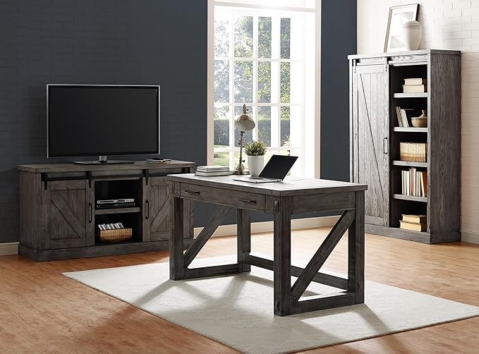 Martin Furniture Avondale Writing Desk Writing Table Wood Office Desk Finished All Sides Gray