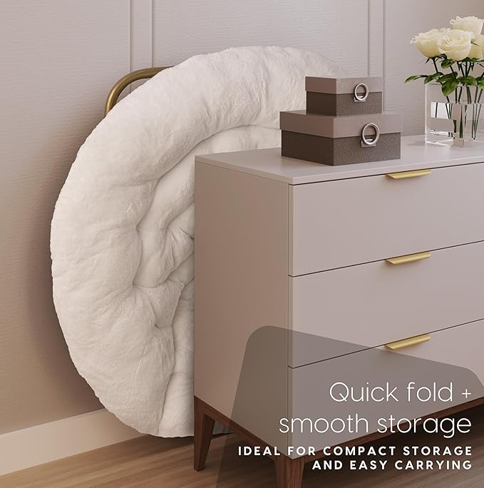 Milliard Saucer Chair For Adults Teens &amp Kids White Faux Fur XL Circle Chair for Bedroom Dorm &amp Gaming Foldable Comfy Accent Seat for Small Spaces Folding Moon / Mushroom / Round Oversiz
