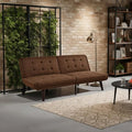 63 Loveseat Sofa Convertible Sofa Bed 5-Position Adjustable Backrest Sleeper Chair Guest Bed for Studio Apartment Basements Cabins Dorm Brown.