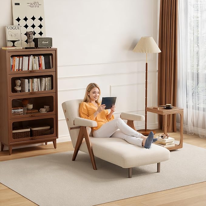 AQIMUELE Convertible Sleeper Chair 3-in-1 Single Sofa Bed for AdultsPull Out Lounge Sleeper ChairsFoldable with Adjustable Backrest (D31.8 x W24 x H31.8 inch(Beige))