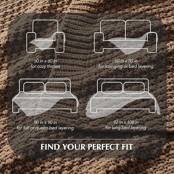 EVERGRACEHOME Chunky Chenille Knit Throw Blanket for Couch Soft Luxurious Moss Stitch Blankets for Bed Cozy Decorative Farmhouse Knitted Throws for Sofa Camel Brown 60 x 80