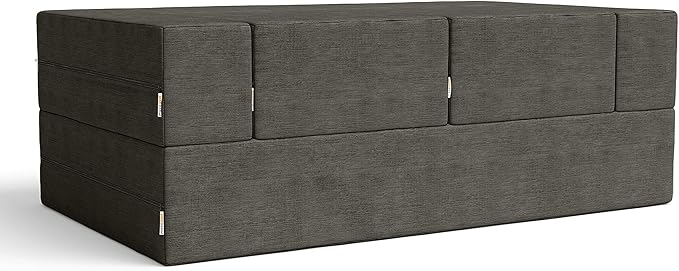 Jaxx Zipline Convertible Sleeper Loveseat &amp Ottomans Textured Microvelvet - Charcoal