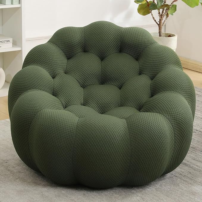 Bean Bag Grey Chair for Bedroom Small Comfy Chairs for Living Room Small Space Comfortable Corner Reading Chair for Adults/Teens No Assembly Required 350 LBS Capacity (Green)