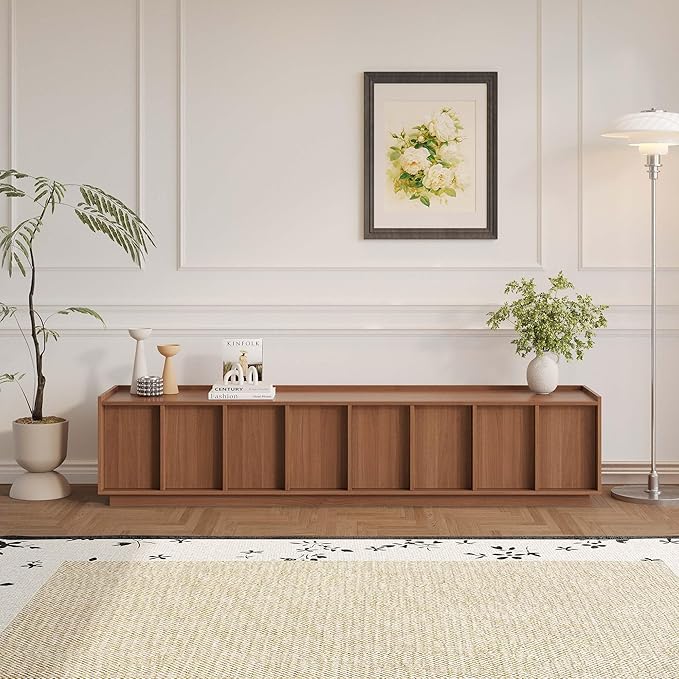 TV Stand 78.74 Mid Century Modern TV Console with Storage Cabinet Television Stand with Shelf for Living Room Bedroom Wood Entertainment Center for 75 inch TVs