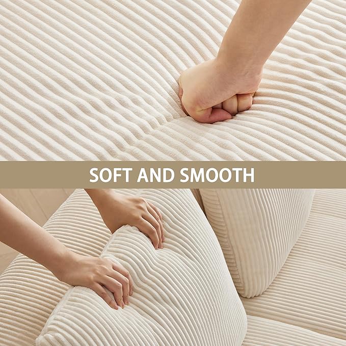 Modular Sectional Sofa with Movable Ottoman Seat Deep Seat Couch with Pillows Comfy Cloud Sectional Sofa for Living Room Bedroom and Apartment (White 1 Ottoman)
