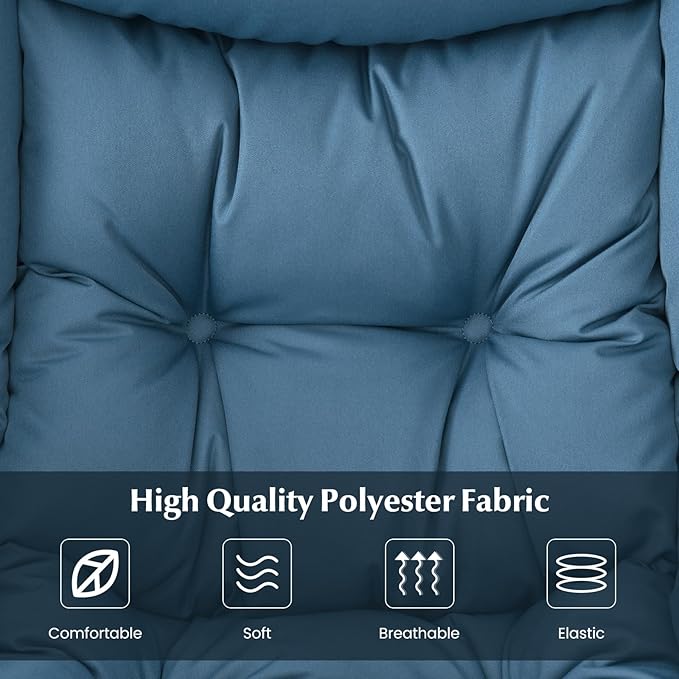 GOFLAME Lazy Chair with Ottoman Modern Large Accent Chair with Folding Footrest Head Pillow Armrests and Side Storage Pocket Upholstered Reading Chair for Living Room Bedroom Office Navy