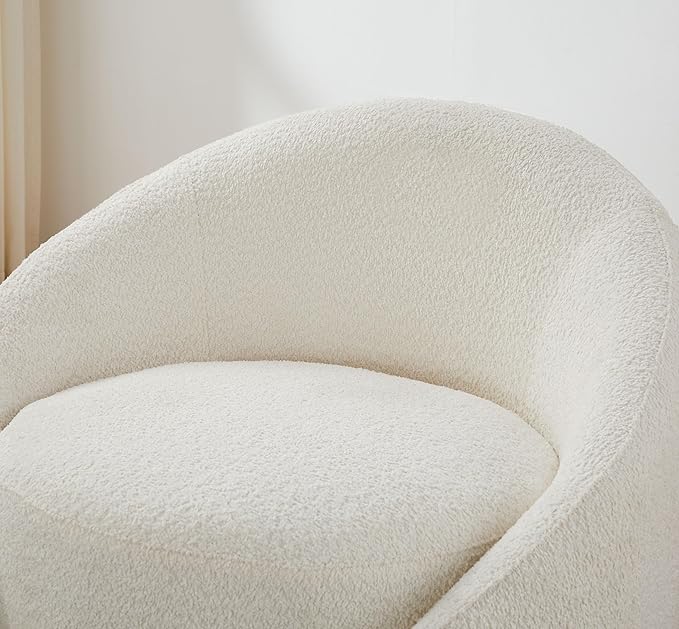 VANOMi 34 Swivel Accent Chair Oversized Armchairs for Living Room Comfy Sharpa Chair Reading Chairs for Bedroom Corner Apartment White