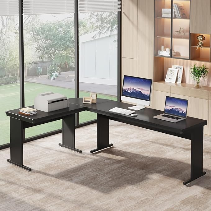 Tribesigns 83-Inch Large L Shaped Desk Reversible Executive Office Desk Modern Corner Computer Table Business Workstation for Home Office Black