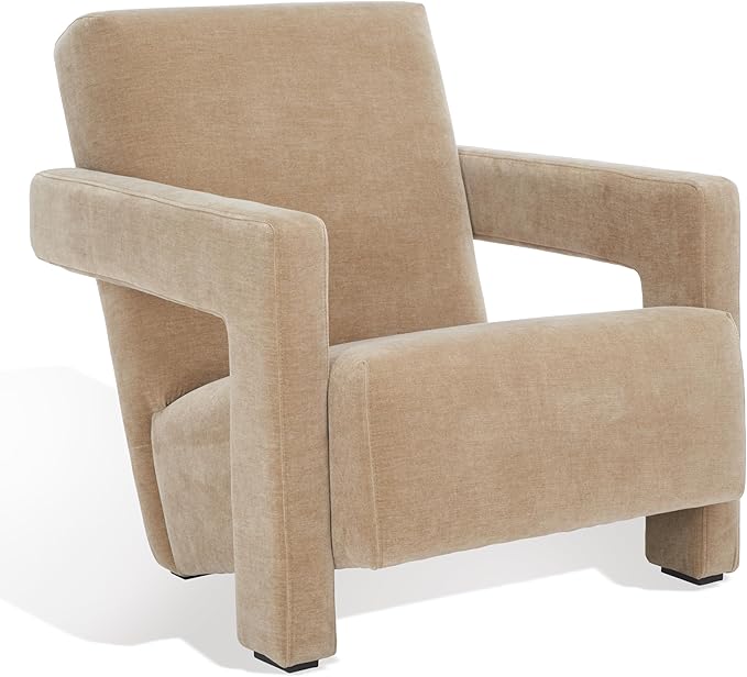 SAFAVIEH Couture Collection Taylor Modern Light Brown Velvet Upholstered Accent Chair (Fully Assembled)