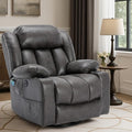 VIVIJASON Swivel Rocker Recliner Chair with Heat &amp Vibration Manual 360° Swivel Glider Overstuffed Reclining Chair with 2 Cup Holders Side Pockets &amp USB Ports for Living Room Gray