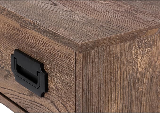Computer Desk Home Office Laptop Stand Storage Drawers 48 L Brown Laminate Black Metal